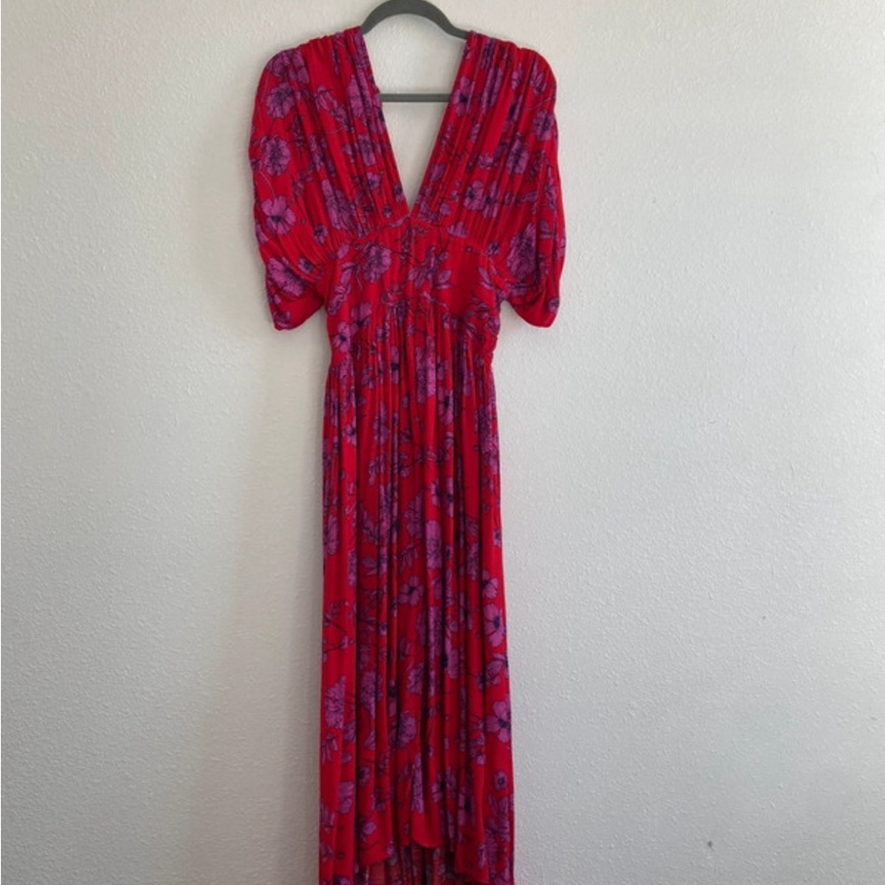 Band of Gypsies Red and Purple Floral High Low Dress